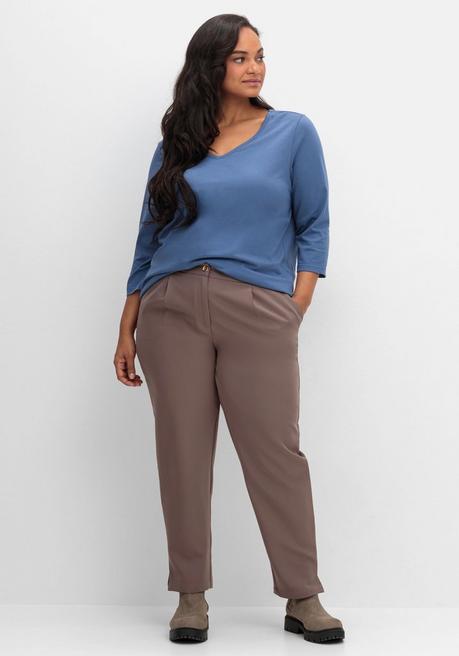 sheego Shirt mit 3/4-Ärmeln und V-Ausschnitt - jeansblau sheego Zeitlich begrenztes Angebot