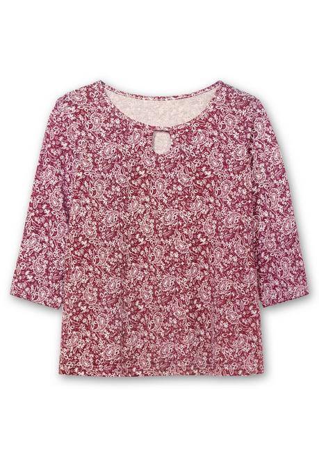 sheego 3/4-Arm-Shirt mit Cut-out am Ausschnitt - bordeaux gemustert sheego Exklusive Angebote