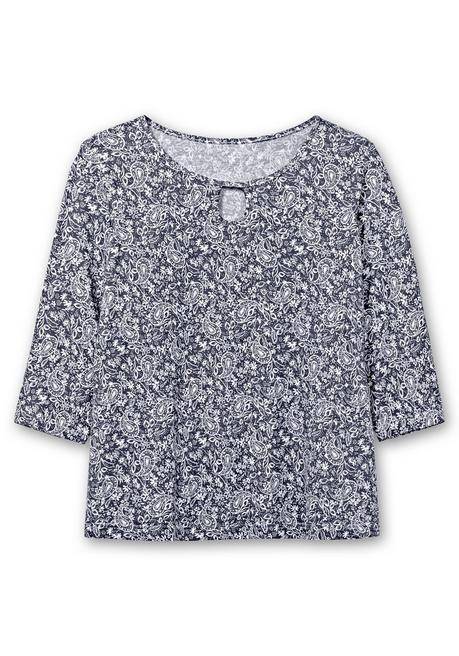 sheego 3/4-Arm-Shirt mit Cut-out am Ausschnitt - marine gemustert sheego Blitzangebot