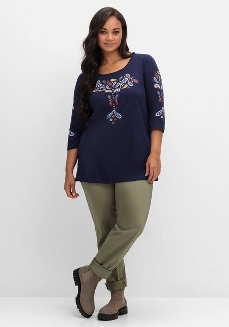 sheego 3/4-Arm-Shirt mit platziertem Paisley-Print - marine bedruckt sheego Bestseller