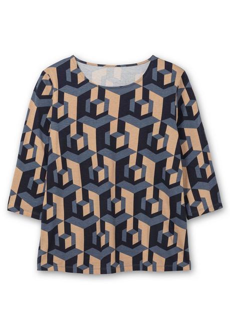 sheego 3/4-Arm-Shirt mit grafischem Print - marine gemustert sheego Saisonale Angebote