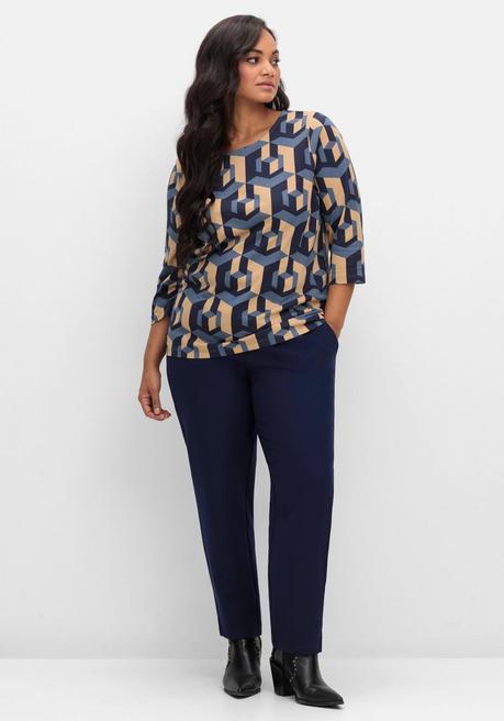sheego 3/4-Arm-Shirt mit grafischem Print - marine gemustert sheego Saisonale Angebote