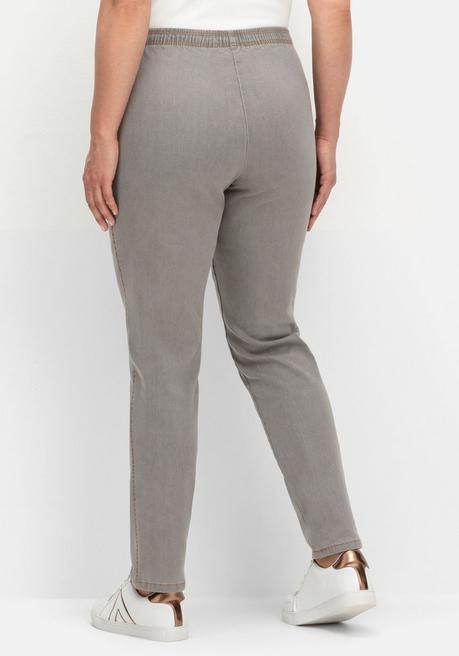 sheego Schmale Jeans mit Stretchbund, ohne Taschen - grey Denim sheego Sonderangebote