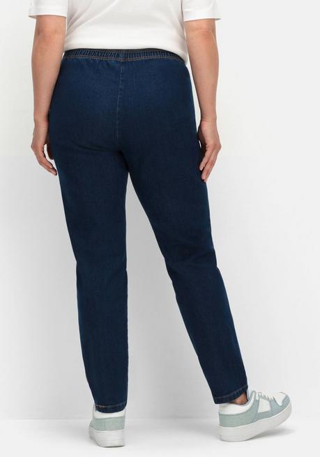sheego Schmale Jeans mit Stretchbund, ohne Taschen - dark blue Denim sheego Riesige Ersparnisse