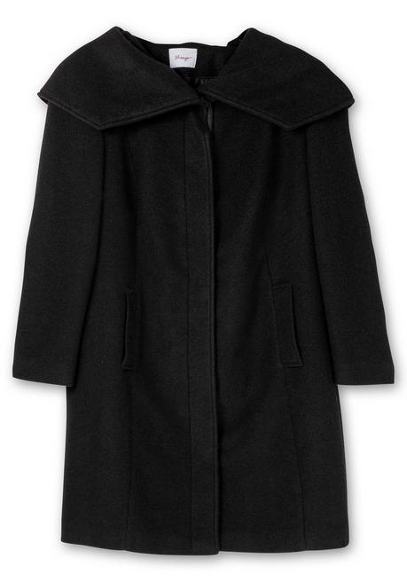 sheego Taillierter Mantel mit großem Kragen und Wollanteil - schwarz sheego Tiefpreis