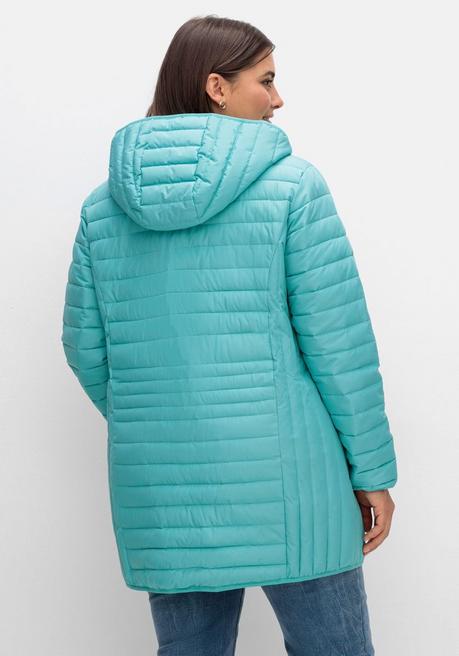 sheego Leicht wattierte Longsteppjacke mit Kapuze - aqua sheego Super Sparpreis