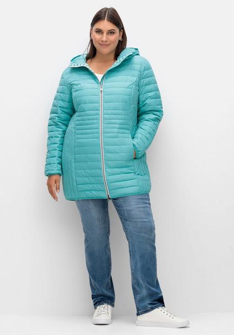 sheego Leicht wattierte Longsteppjacke mit Kapuze - aqua sheego Super Sparpreis