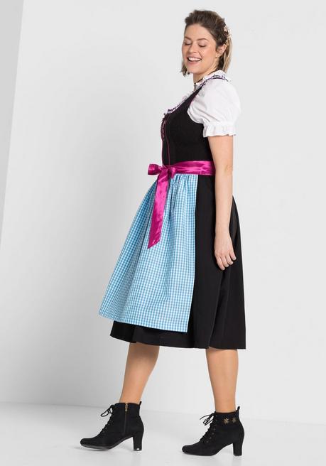 sheego Dirndl mit Schürze und Bluse 3tlg. - schwarz-türkis sheego Kostenlose Rückgabe