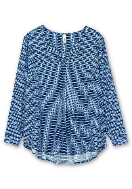 sheego Bluse mit Minimalprint, in leichter A-Linie - tiefblau gemustert sheego JETZT KAUFEN