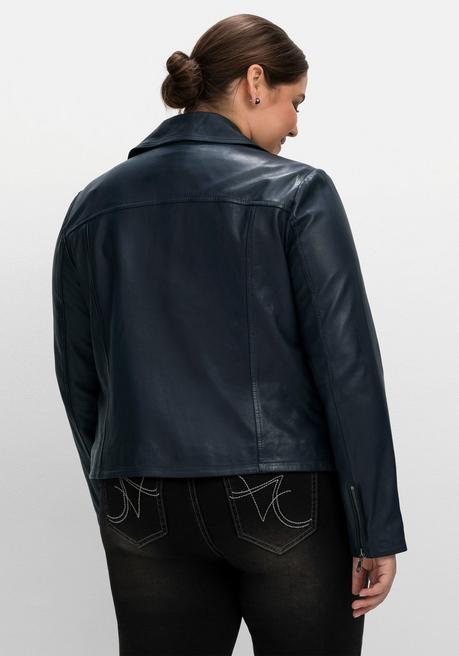 sheego Kurze Lederjacke aus Lammnappa, im Biker-Stil - nachtblau sheego Neueste Stile