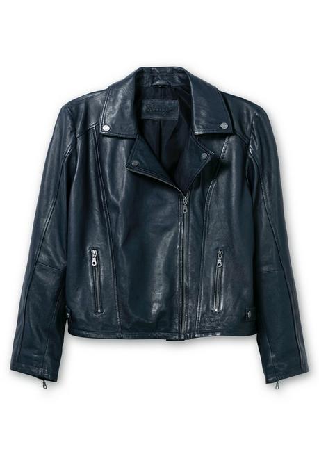 sheego Kurze Lederjacke aus Lammnappa, im Biker-Stil - nachtblau sheego Neueste Stile