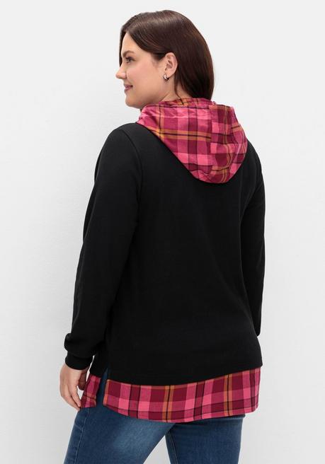 sheego Sweatshirt mit Kapuze, in 2-in-1-Optik - schwarz sheego Letzte 2 Tage
