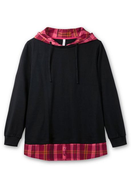 sheego Sweatshirt mit Kapuze, in 2-in-1-Optik - schwarz sheego Letzte 2 Tage