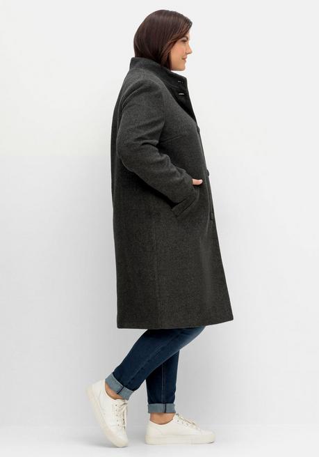 sheego Oversized-Mantel mit Stehkragen, in flauschiger Qualität - anthrazit meliert sheego Letzter Tag