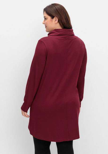 sheego Oversize-Longshirt mit weitem Kragen und Tunnelzug - weinrot sheego Bis zu 65% Rabatt