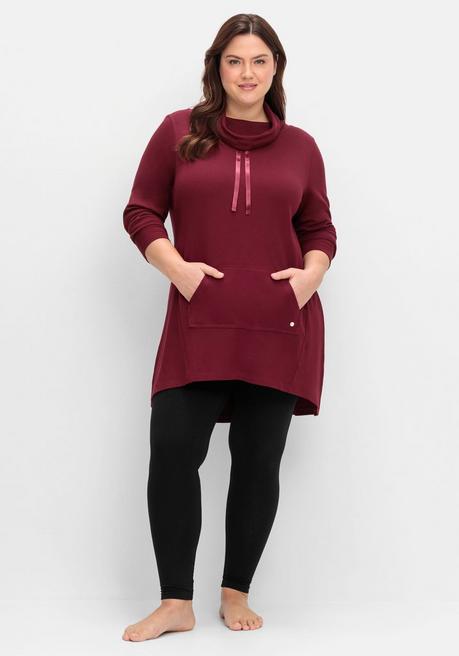 sheego Oversize-Longshirt mit weitem Kragen und Tunnelzug - weinrot sheego Bis zu 65% Rabatt