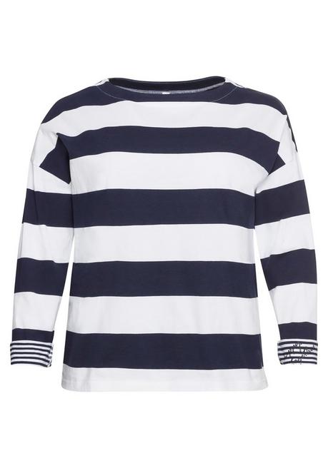 sheego Langarmshirt mit Blockstreifen und U-Boot-Ausschnitt - marine sheego Nur für heute