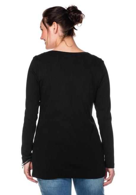 sheego Langarmshirt mit Rundhalsausschnitt, in Rippqualität - schwarz sheego Bis zu 55% Rabatt