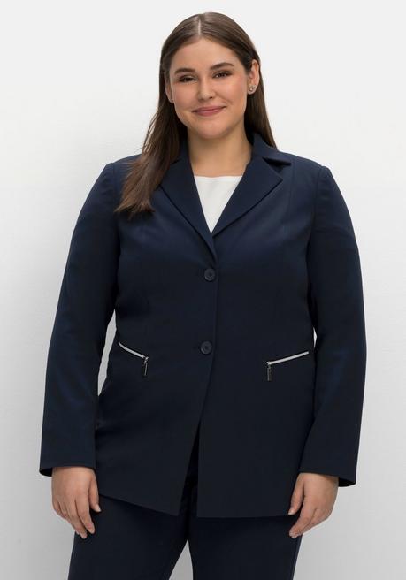 sheego Blazer mit Reißverschluss-Taschen - nachtblau sheego Nur noch ein Tag übrig