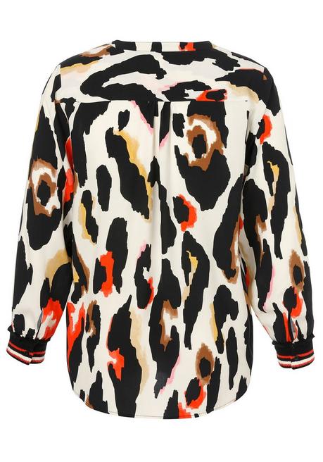 VIA APPIA DUE Bluse mit Animal-Alloverdruck und Ringelbündchen - creme gemustert+schwarz sheego Fabrikladen