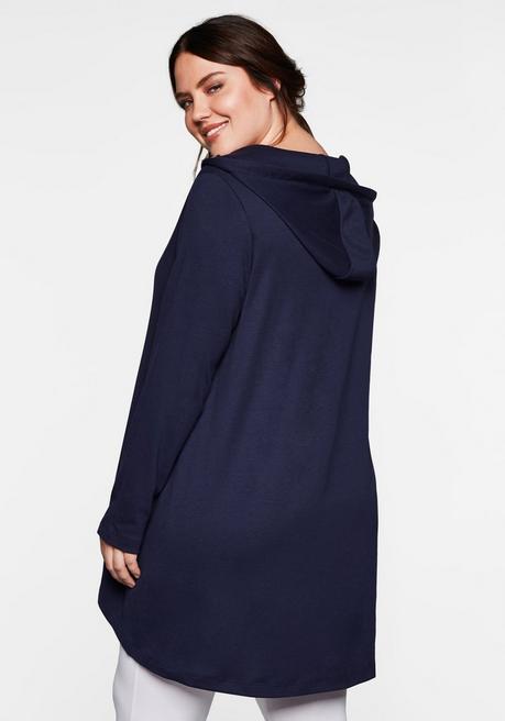 sheego Longshirt mit Kängurutasche, im Vokuhila-Schnitt - marine sheego Speichern exportieren