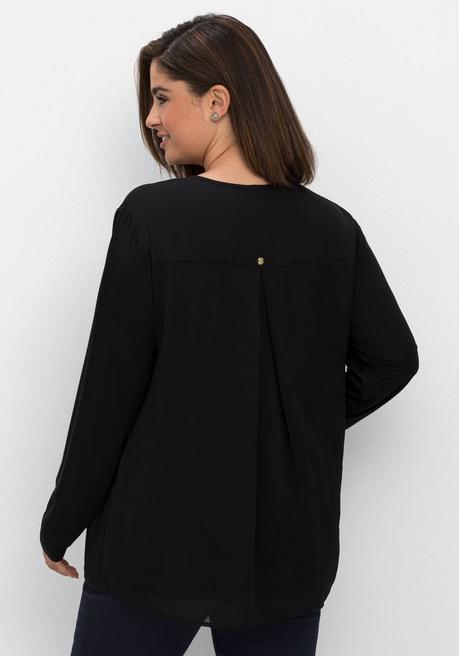 sheego Tunika im Lagenlook aus Chiffon und Jersey - schwarz sheego Black Friday Preise