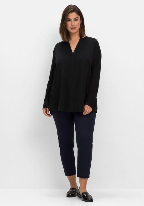 sheego Tunika im Lagenlook aus Chiffon und Jersey - schwarz sheego Black Friday Preise