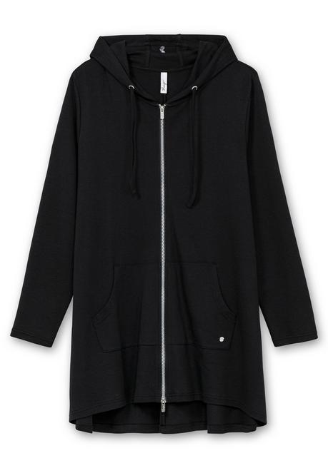 sheego Longshirtjacke mit Kapuze und Kängurutasche - schwarz sheego Im Verkauf