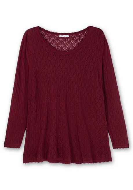 sheego Pullover aus Ajourstrick, in leichter A-Linie - weinrot sheego zollfrei