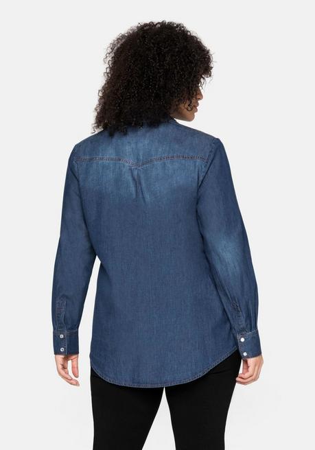 sheego Jeansbluse mit Knopfleiste und Brusttaschen - blue Denim sheego Rabatte dieses Monats