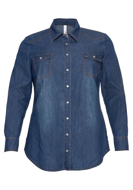 sheego Jeansbluse mit Knopfleiste und Brusttaschen - blue Denim sheego Rabatte dieses Monats