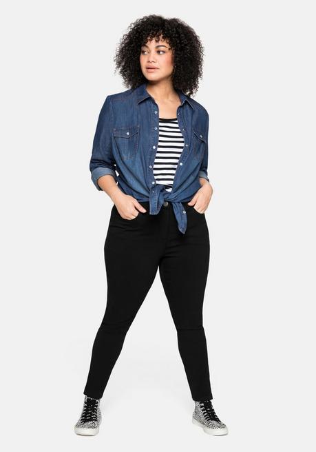 sheego Jeansbluse mit Knopfleiste und Brusttaschen - blue Denim sheego Rabatte dieses Monats