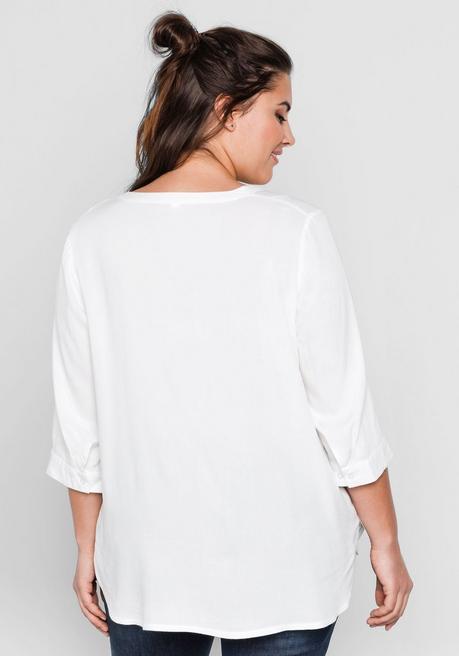sheego Tunika mit 3/4-Arm und gerundetem Saum - weiß sheego Verkauf