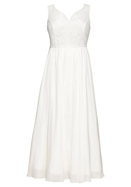 sheego Abendkleid mit Spitzenoberteil und Chiffonrock - offwhite sheego im Angebot