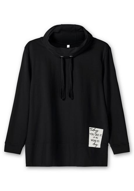 sheego Sweatshirt mit Stehkragen und Applikation seitlich - schwarz sheego Günstiger Verkauf