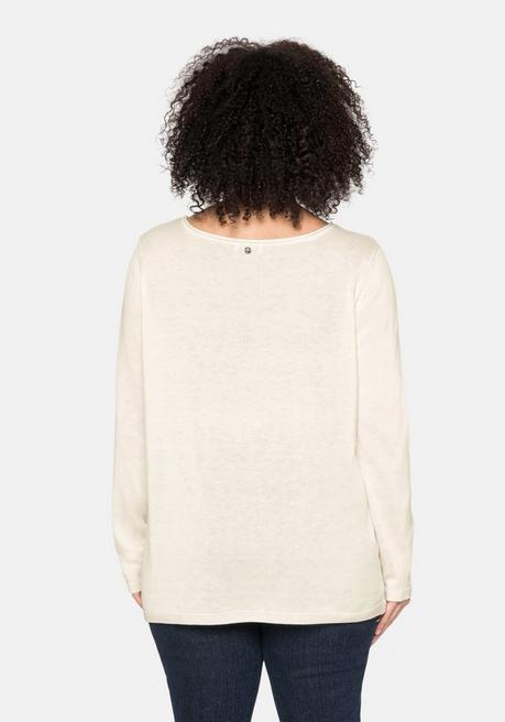 sheego Longpullover mit U-Boot-Ausschnitt und Leinenanteil - offwhite sheego Fabrikverkauf