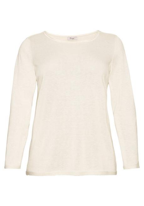 sheego Longpullover mit U-Boot-Ausschnitt und Leinenanteil - offwhite sheego Fabrikverkauf