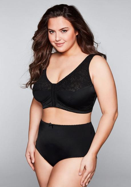 sheego BH ohne Bügel mit Vorderverschluss - schwarz sheego Online Shopping