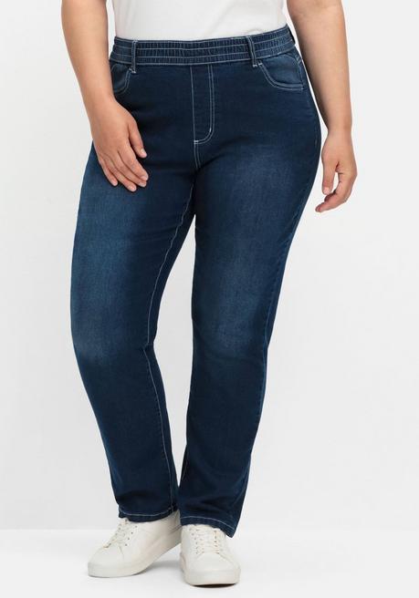 sheego Gerade Jeans mit Rundum-Dehnbund - dark blue Denim sheego Vierteljährliche Förderung