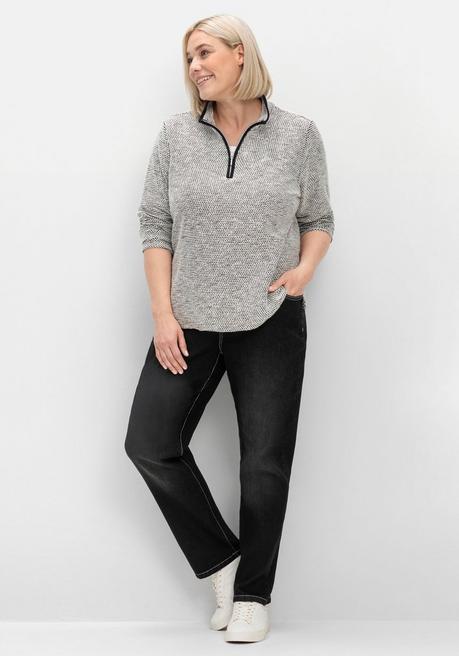 sheego Sweatshirt in Bouclé-Qualität, mit Troyerkragen - ecru gemustert sheego Bis zu 55% Rabatt