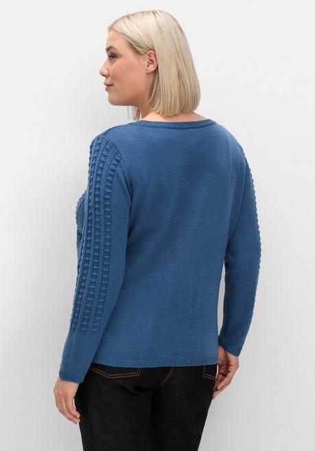 sheego Pullover mit 3D-Strickmuster - jeansblau sheego Super Rabatt