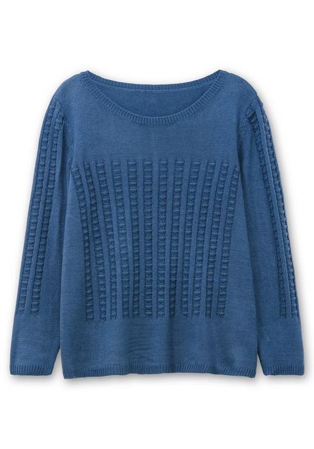 sheego Pullover mit 3D-Strickmuster - jeansblau sheego Super Rabatt