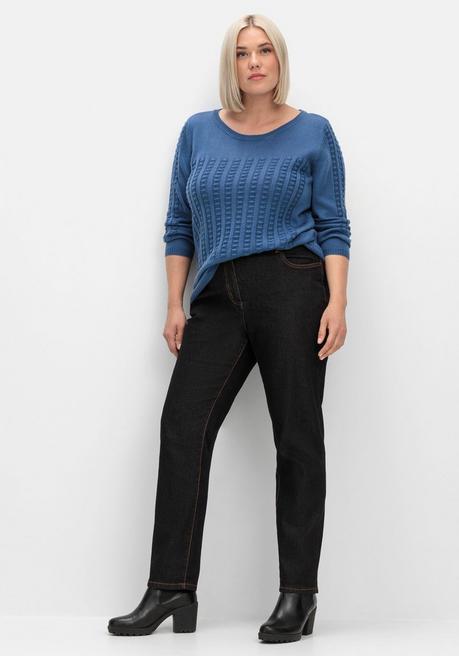 sheego Pullover mit 3D-Strickmuster - jeansblau sheego Super Rabatt