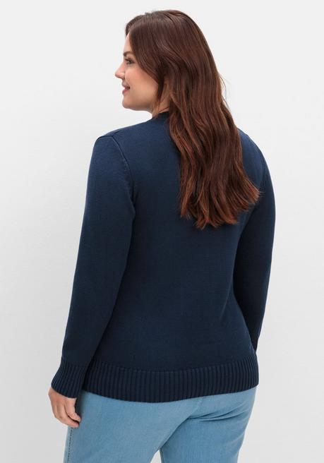 sheego Strickjacke mit V-Ausschnitt und Knöpfen, tailliert - marine sheego Begrenzt auf 3 Tage