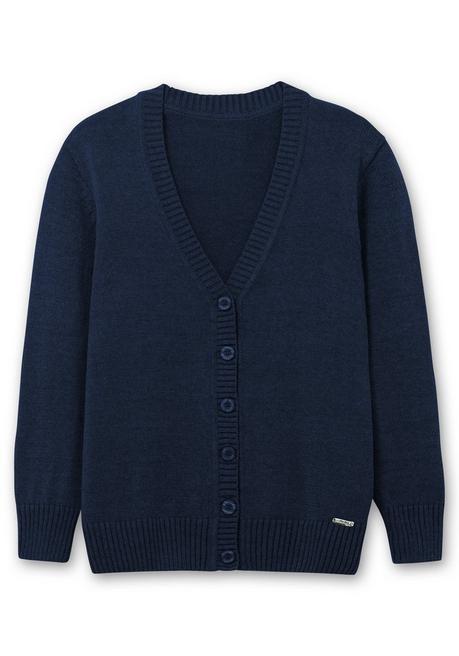 sheego Strickjacke mit V-Ausschnitt und Knöpfen, tailliert - marine sheego Begrenzt auf 3 Tage