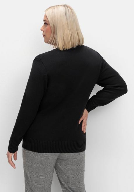 sheego Strickjacke mit V-Ausschnitt und Knöpfen, tailliert - schwarz sheego Im Verkauf