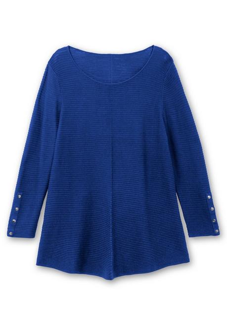 sheego Gerippter Pullover mit spitz zulaufendem Saum - royalblau sheego zollfrei