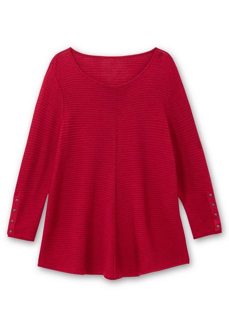 sheego Gerippter Pullover mit spitz zulaufendem Saum - rot sheego 50% Rabatt für begrenzte Zeit