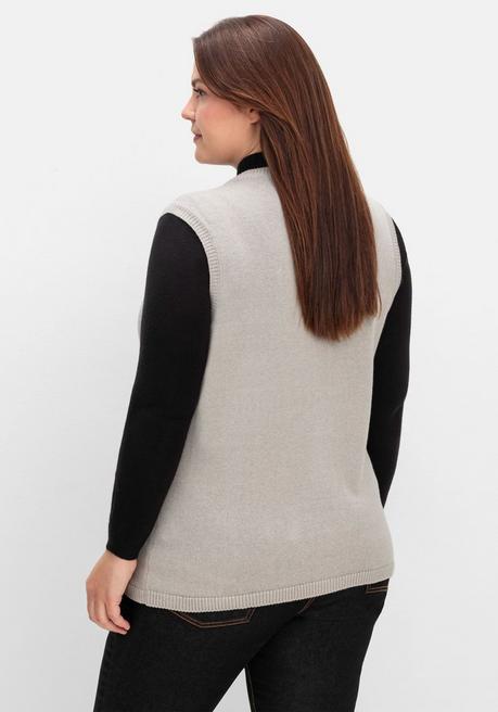 sheego Ärmellose Strickweste mit Reißverschluss - steingrau sheego Rabatte dieses Monats