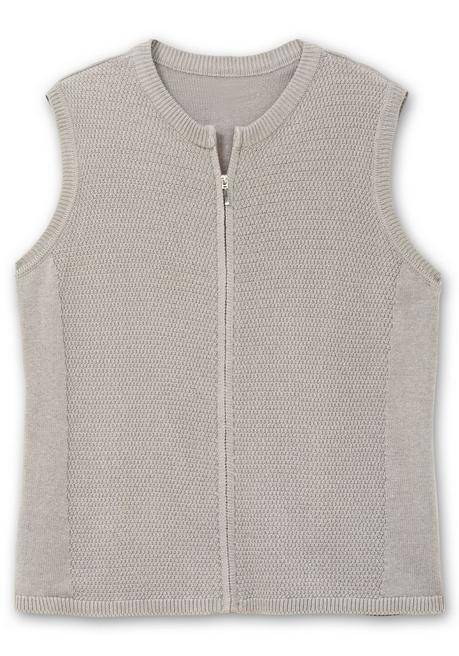 sheego Ärmellose Strickweste mit Reißverschluss - steingrau sheego Rabatte dieses Monats